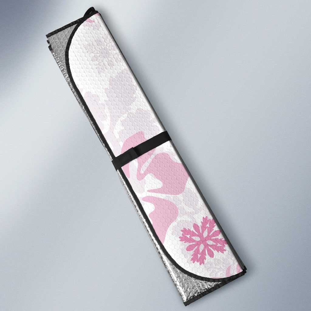 Pink Hawaiian Quilt Pattern Auto Sun Shade Mixed Polynesian Tribal Arty - Polynesian Pride