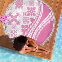 Pink Hawaiian Quilt Pattern Beach Blanket Mixed Polynesian Tribal Arty