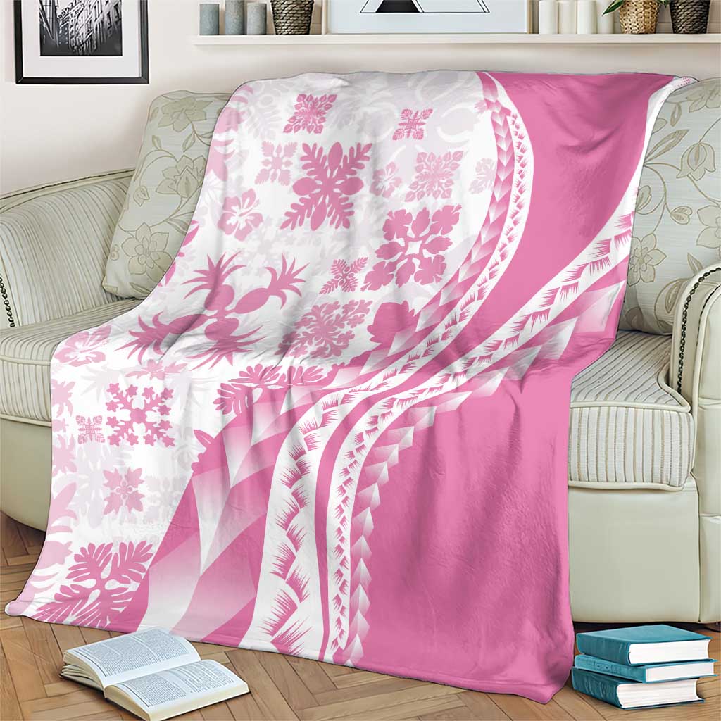 Pink Hawaiian Quilt Pattern Blanket Mixed Polynesian Tribal Arty