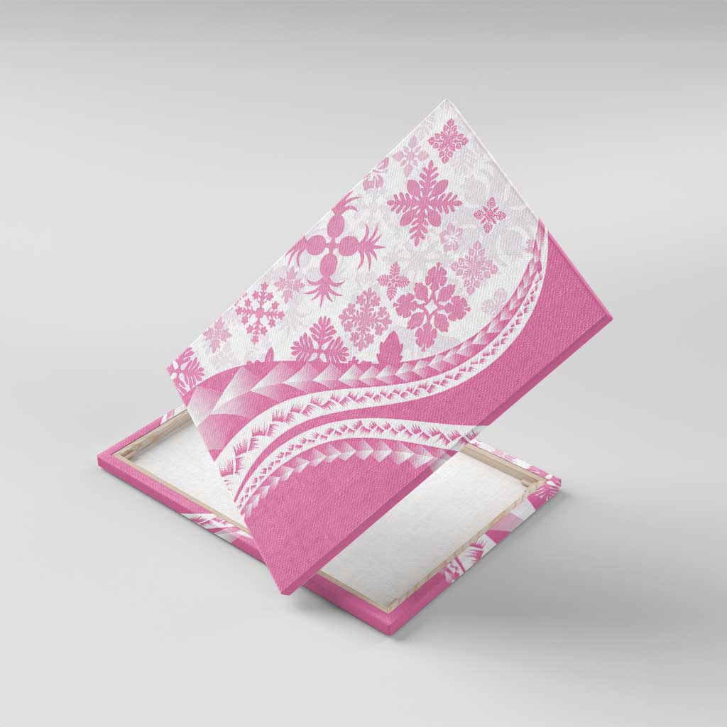 Pink Hawaiian Quilt Pattern Canvas Wall Art Mixed Polynesian Tribal Arty