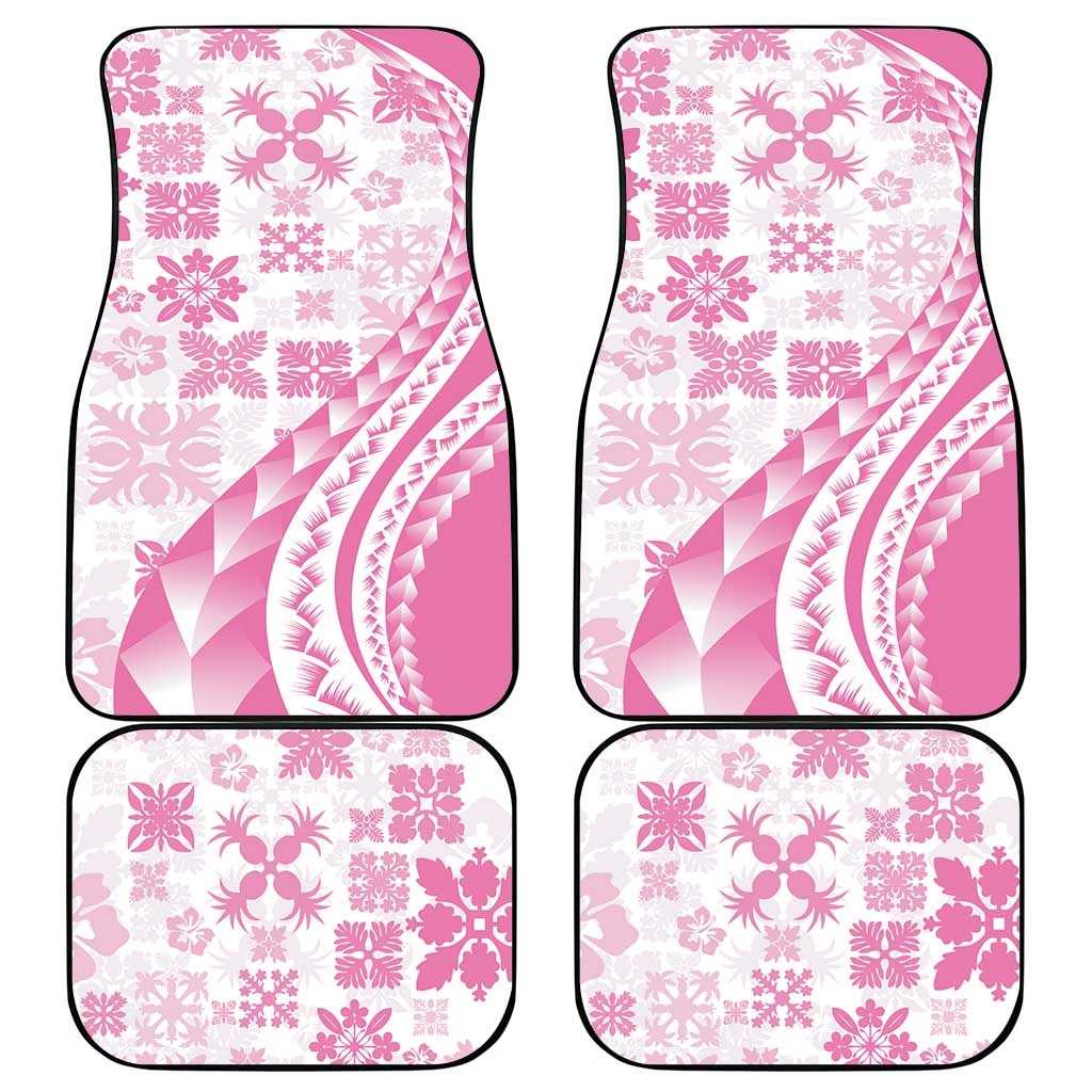 Pink Hawaiian Quilt Pattern Car Mats Mixed Polynesian Tribal Arty