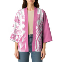 Pink Hawaiian Quilt Pattern Kimono Mixed Polynesian Tribal Arty - Polynesian Pride
