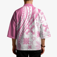 Pink Hawaiian Quilt Pattern Kimono Mixed Polynesian Tribal Arty - Polynesian Pride