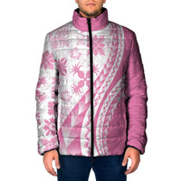 Pink Hawaiian Quilt Pattern Padded Jacket Mixed Polynesian Tribal Arty - Polynesian Pride