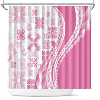 Pink Hawaiian Quilt Pattern Shower Curtain Mixed Polynesian Tribal Arty