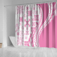 Pink Hawaiian Quilt Pattern Shower Curtain Mixed Polynesian Tribal Arty