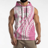Pink Hawaiian Quilt Pattern Sleeveless Hoodie Mixed Polynesian Tribal Arty - Polynesian Pride
