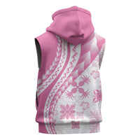 Pink Hawaiian Quilt Pattern Sleeveless Zip Hoodie Mixed Polynesian Tribal Arty - Polynesian Pride