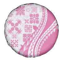 Pink Hawaiian Quilt Pattern Spare Tire Cover Mixed Polynesian Tribal Arty