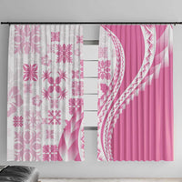 Pink Hawaiian Quilt Pattern Window Curtain Mixed Polynesian Tribal Arty