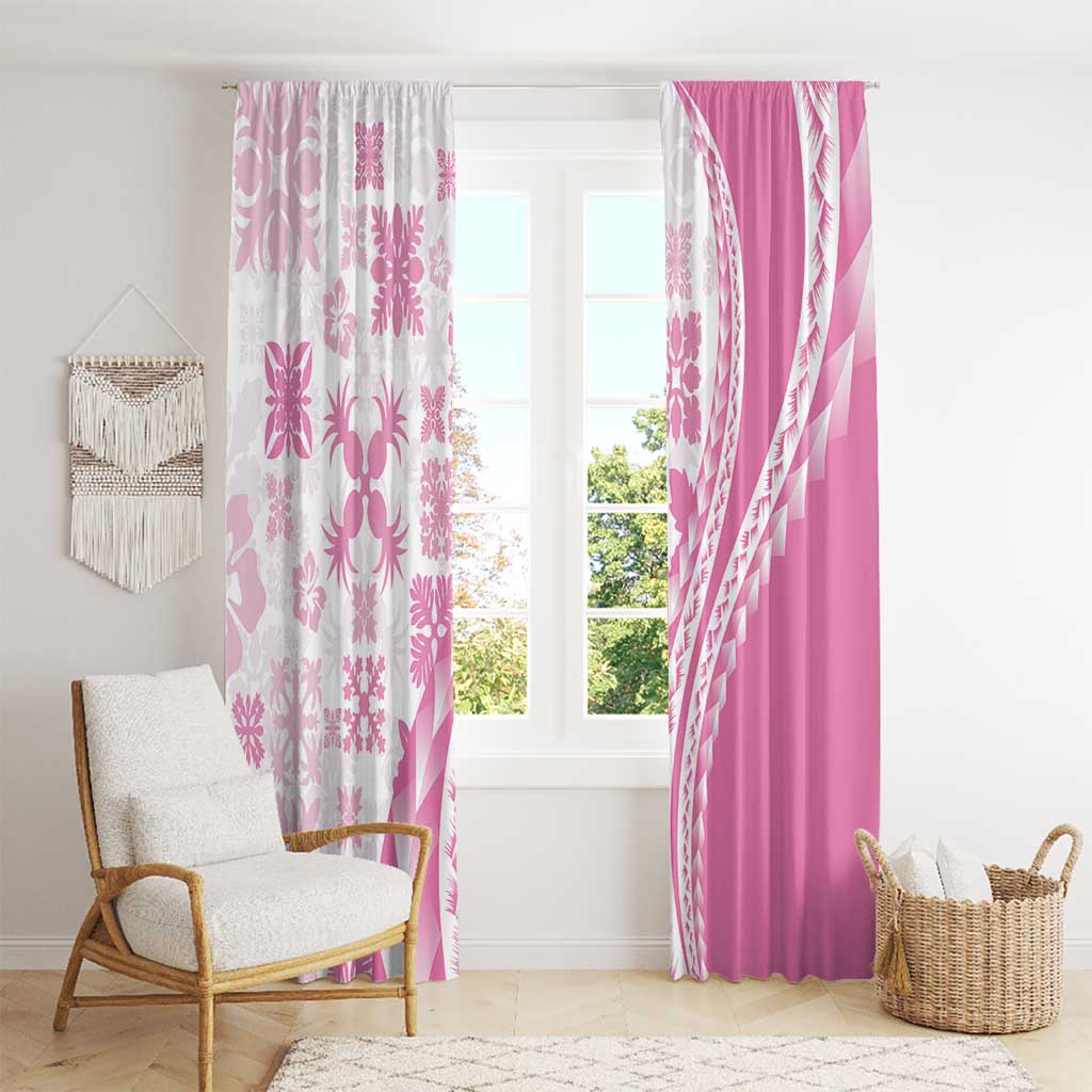Pink Hawaiian Quilt Pattern Window Curtain Mixed Polynesian Tribal Arty