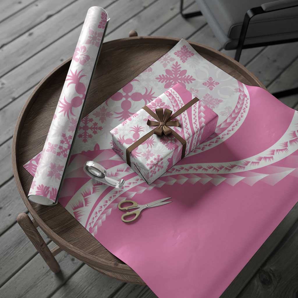 Pink Hawaiian Quilt Pattern Wrapping Paper Mixed Polynesian Tribal Arty - Polynesian Pride