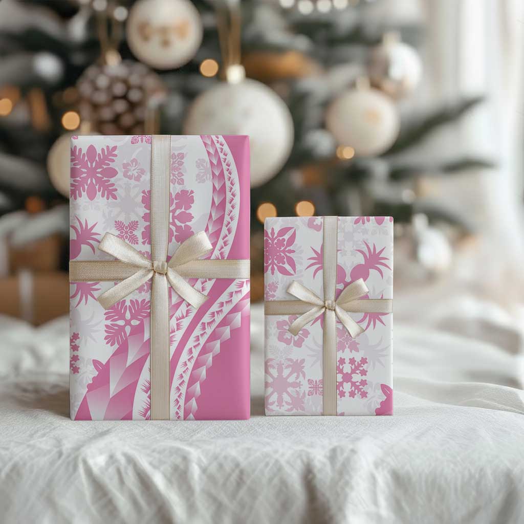 Pink Hawaiian Quilt Pattern Wrapping Paper Mixed Polynesian Tribal Arty - Polynesian Pride