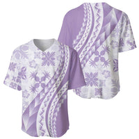 Purple Hawaiian Quilt Pattern Baseball Jersey Mixed Polynesian Tribal Arty