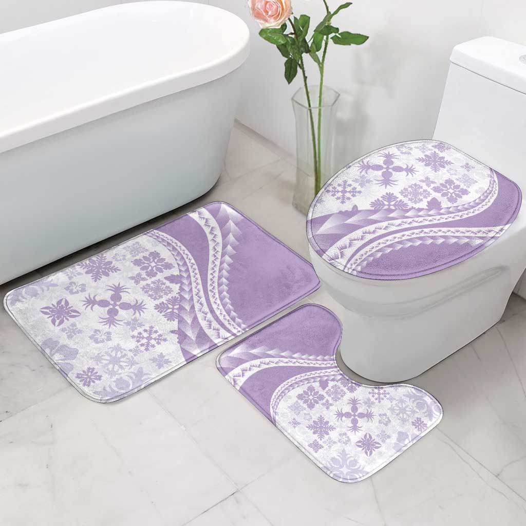 Purple Hawaiian Quilt Pattern Bathroom Set Mixed Polynesian Tribal Arty - Polynesian Pride