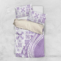 Purple Hawaiian Quilt Pattern Bedding Set Mixed Polynesian Tribal Arty