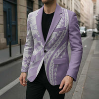 Purple Hawaiian Quilt Pattern Blazer Mixed Polynesian Tribal Arty - Polynesian Pride