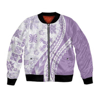 Purple Hawaiian Quilt Pattern Bomber Jacket Mixed Polynesian Tribal Arty