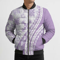 Purple Hawaiian Quilt Pattern Bomber Puffer Jacket Mixed Polynesian Tribal Arty - Polynesian Pride