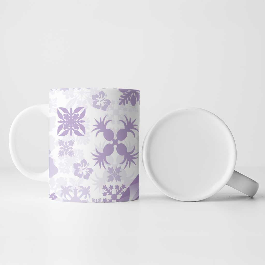 Purple Hawaiian Quilt Pattern Ceramic Mug Mixed Polynesian Tribal Arty - Polynesian Pride