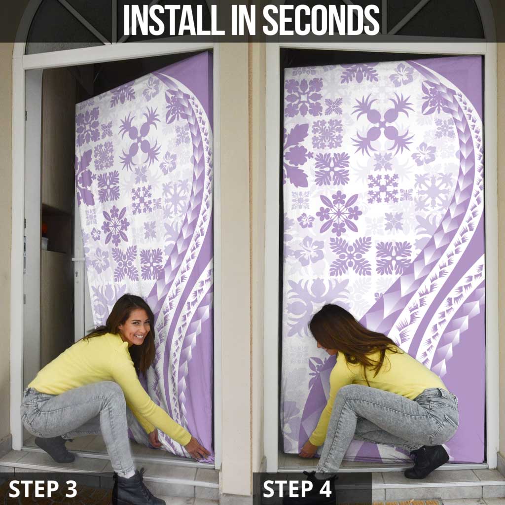 Purple Hawaiian Quilt Pattern Door Cover Mixed Polynesian Tribal Arty - Polynesian Pride