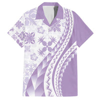 Purple Hawaiian Quilt Pattern Family Matching Long Sleeve Bodycon Dress and Hawaiian Shirt Mixed Polynesian Tribal Arty
