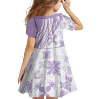 Purple Hawaiian Quilt Pattern Family Matching Short Sleeve Bodycon Dress and Hawaiian Shirt Mixed Polynesian Tribal Arty