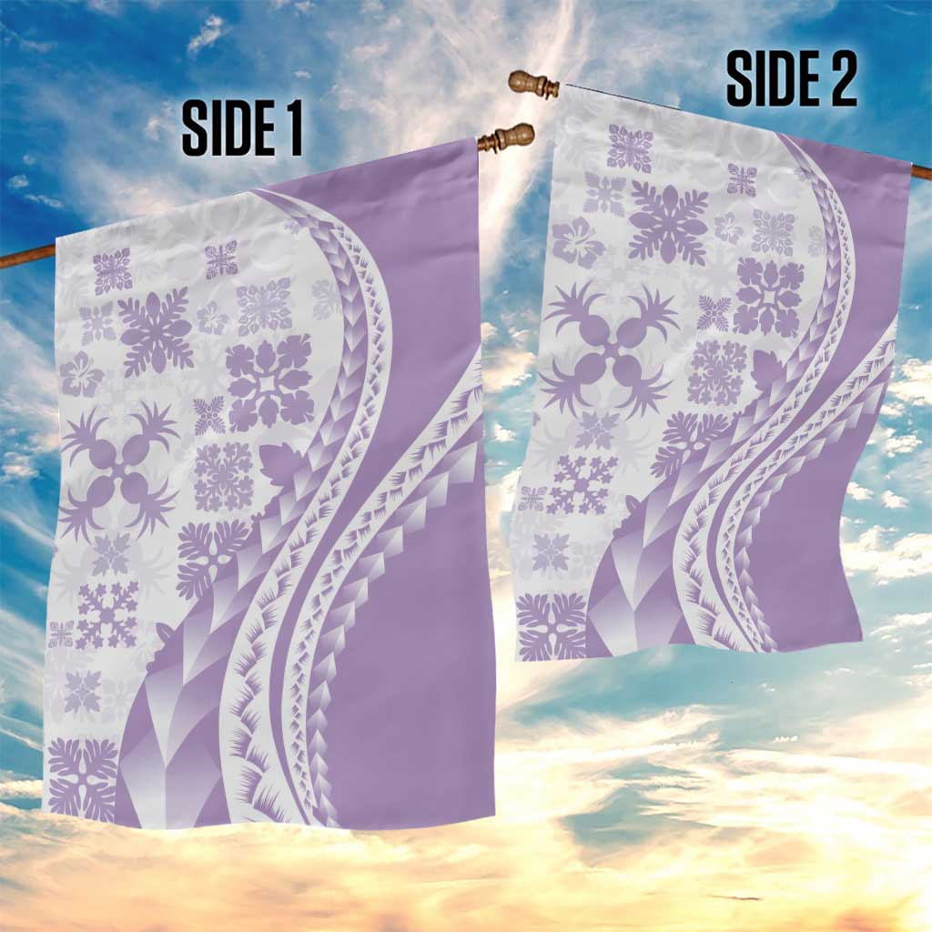 Purple Hawaiian Quilt Pattern Garden Flag Mixed Polynesian Tribal Arty