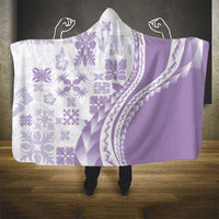 Purple Hawaiian Quilt Pattern Hooded Blanket Mixed Polynesian Tribal Arty