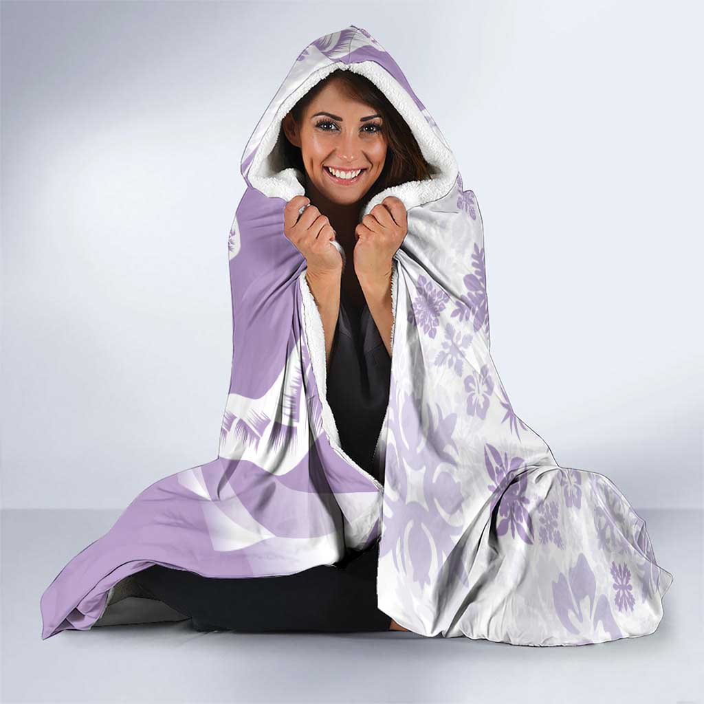 Purple Hawaiian Quilt Pattern Hooded Blanket Mixed Polynesian Tribal Arty