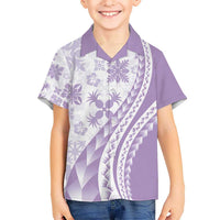 Purple Hawaiian Quilt Pattern Kid Hawaiian Shirt Mixed Polynesian Tribal Arty