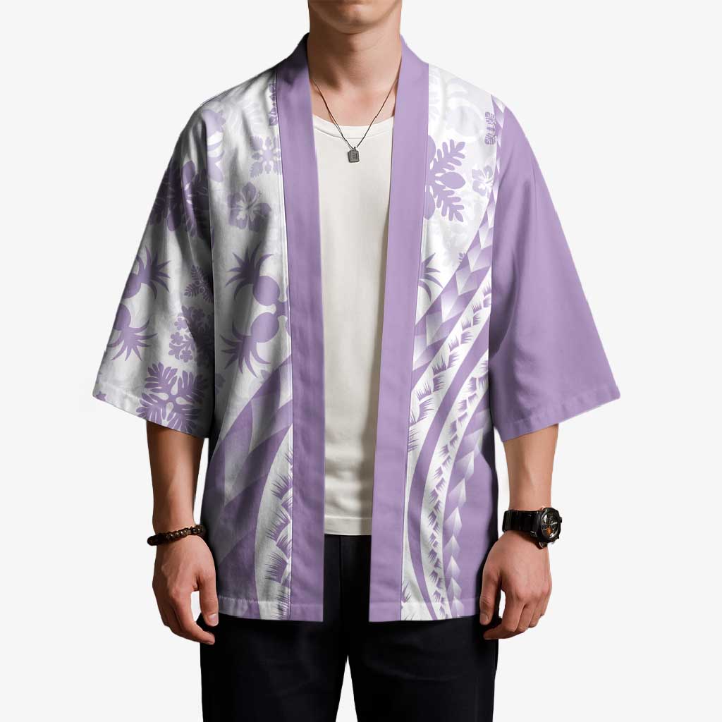 Purple Hawaiian Quilt Pattern Kimono Mixed Polynesian Tribal Arty - Polynesian Pride