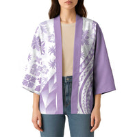 Purple Hawaiian Quilt Pattern Kimono Mixed Polynesian Tribal Arty - Polynesian Pride