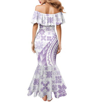 Purple Hawaiian Quilt Pattern Mermaid Dress Mixed Polynesian Tribal Arty