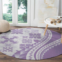 Purple Hawaiian Quilt Pattern Round Carpet Mixed Polynesian Tribal Arty