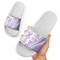 Purple Hawaiian Quilt Pattern Slide Sandals Mixed Polynesian Tribal Arty - Polynesian Pride
