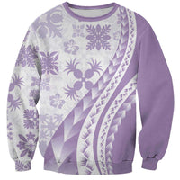 Purple Hawaiian Quilt Pattern Sweatshirt Mixed Polynesian Tribal Arty