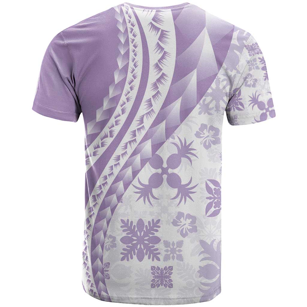 Purple Hawaiian Quilt Pattern T Shirt Mixed Polynesian Tribal Arty