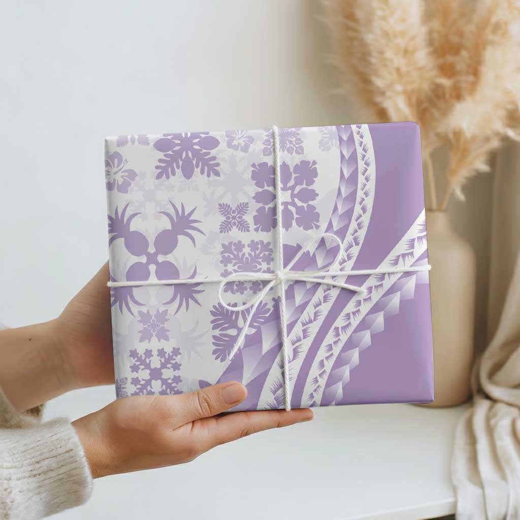 Purple Hawaiian Quilt Pattern Wrapping Paper Mixed Polynesian Tribal Arty - Polynesian Pride