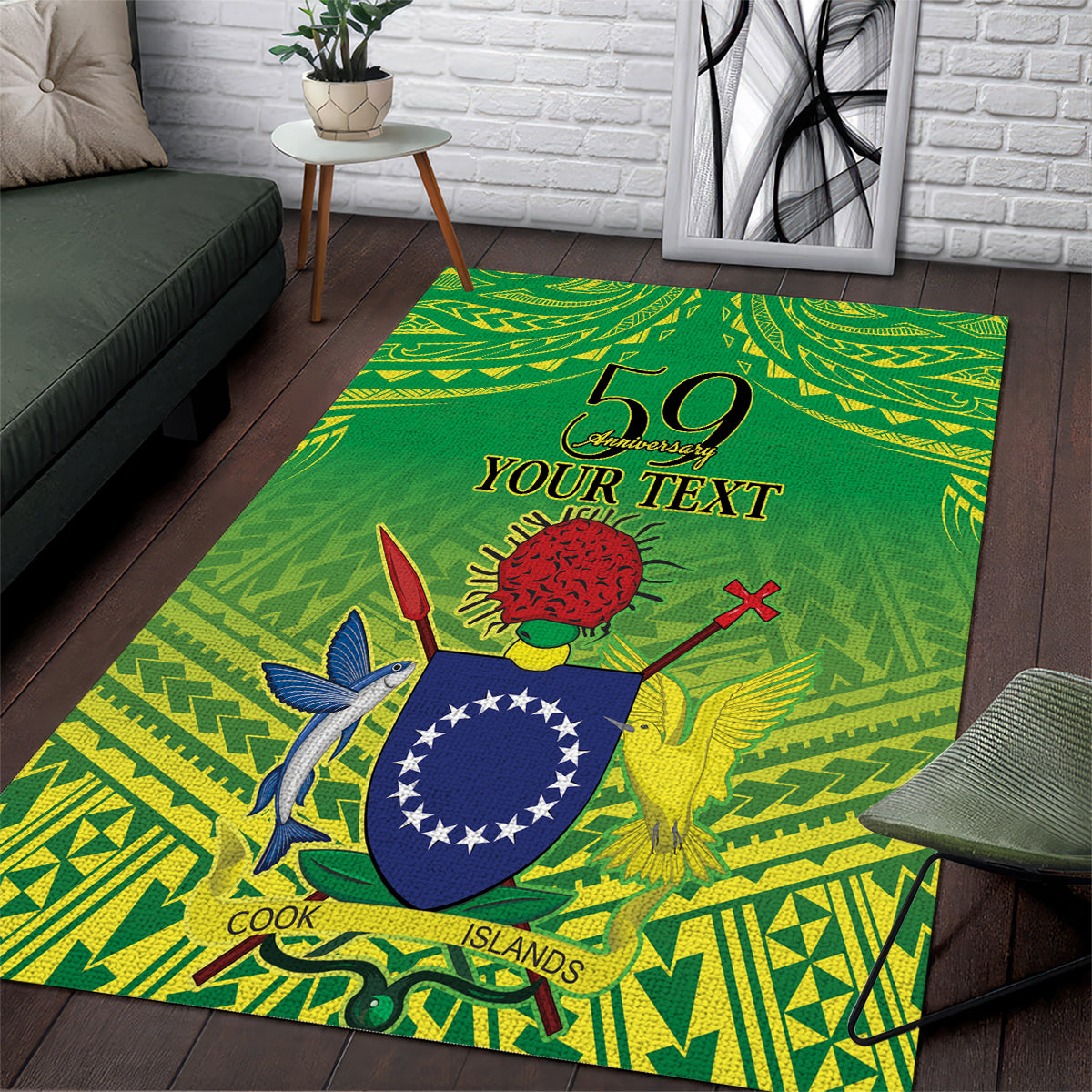 Cook Islands Constitution Day Area Rug Kuki Airani Since 1965