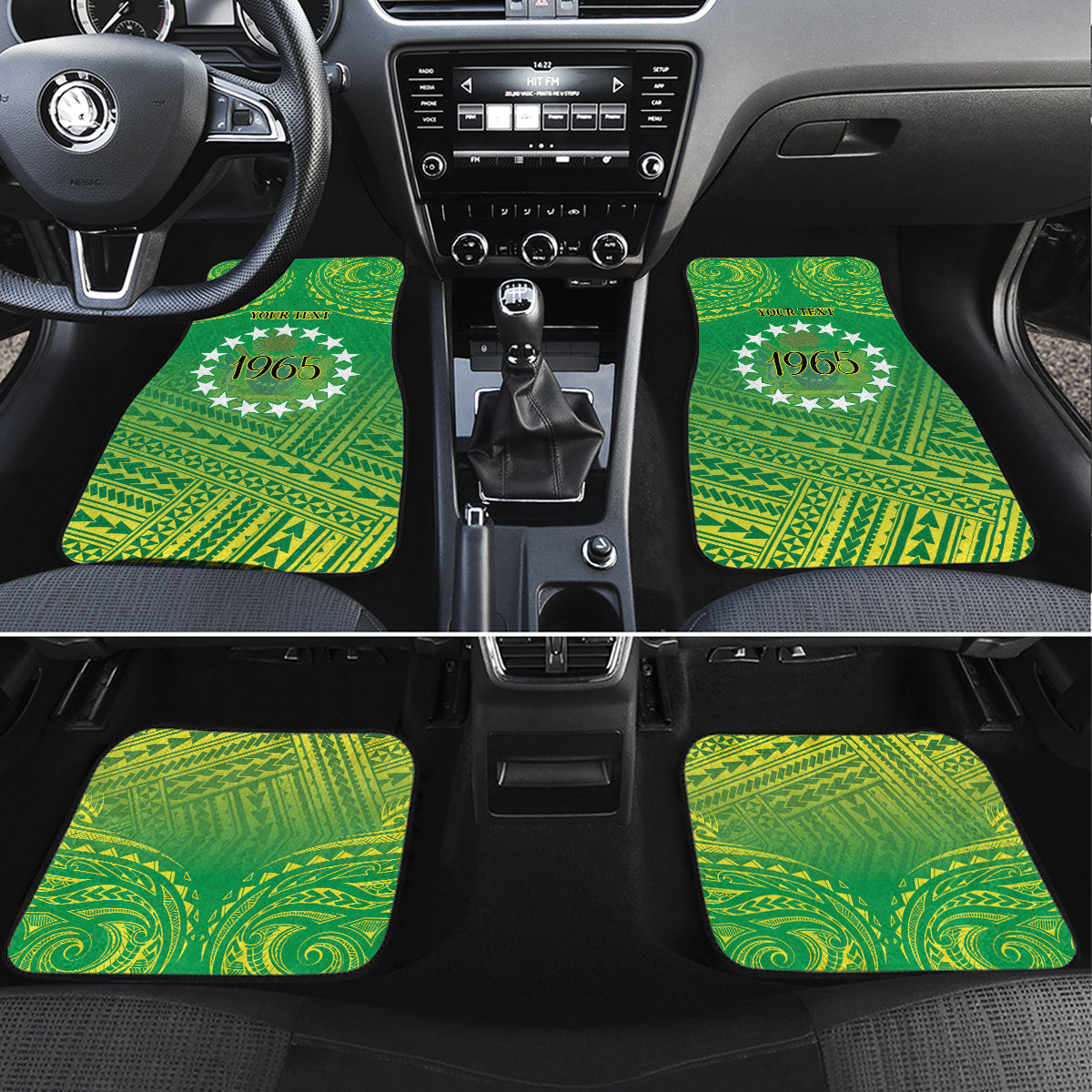 Cook Islands Constitution Day Car Mats Kuki Airani Since 1965 LT9 Set 4pcs Green - Polynesian Pride