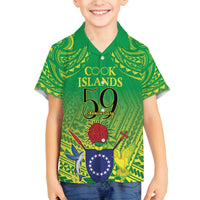 Cook Islands Constitution Day Family Matching Puletasi and Hawaiian Shirt Kuki Airani Since 1965 LT9 Son's Shirt Green - Polynesian Pride