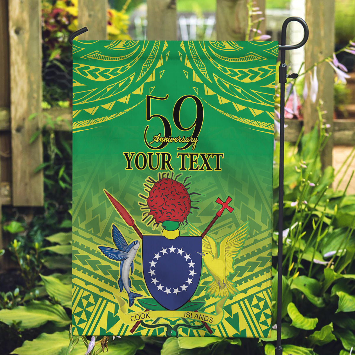 Cook Islands Constitution Day Garden Flag Kuki Airani Since 1965 LT9 Garden Flag Green - Polynesian Pride