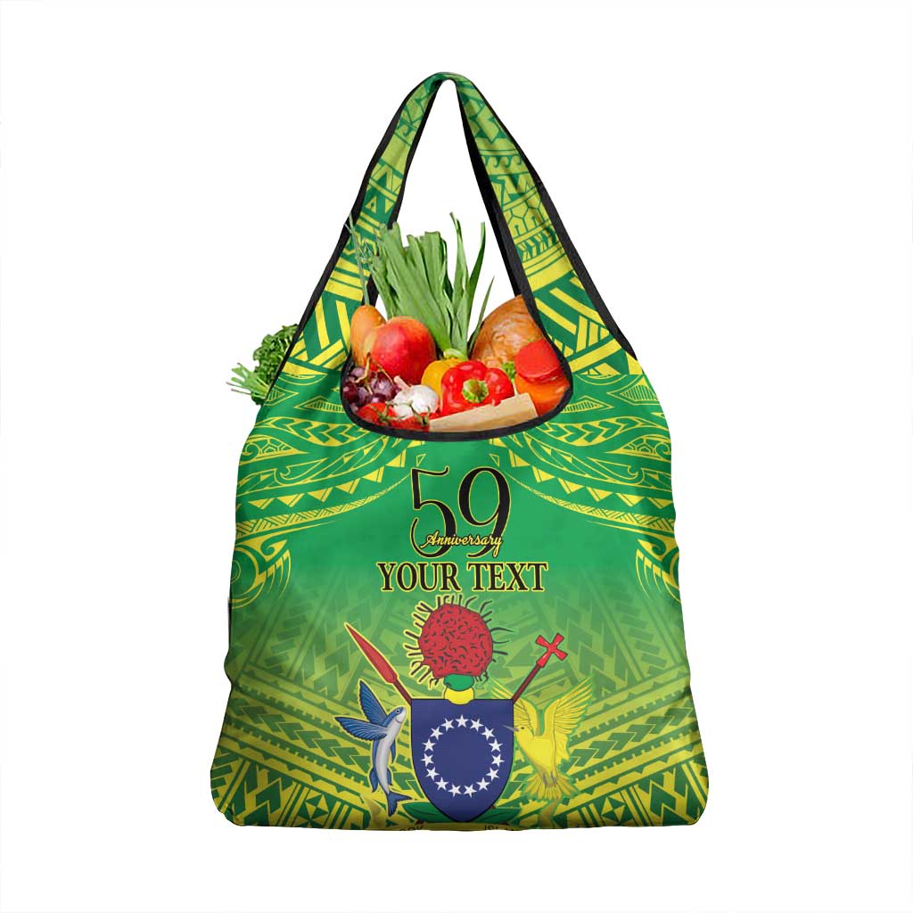 Cook Islands Constitution Day Grocery Bag Kuki Airani Since 1965 LT9 1-pack One Size Green - Polynesian Pride