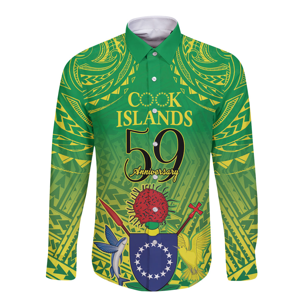 Cook Islands Constitution Day Long Sleeve Button Shirt Kuki Airani Since 1965