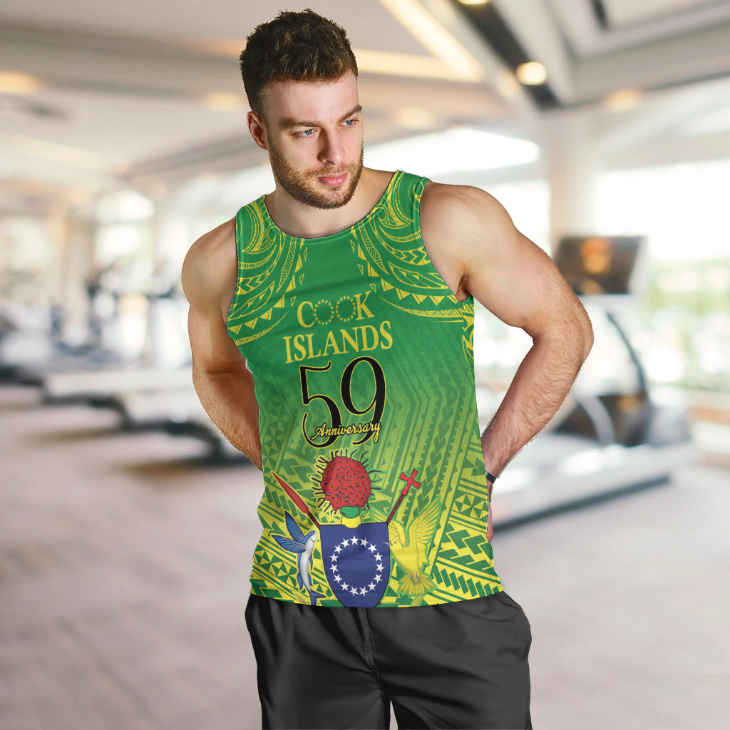 Cook Islands Constitution Day Men Tank Top Kuki Airani Since 1965 LT9 Green - Polynesian Pride