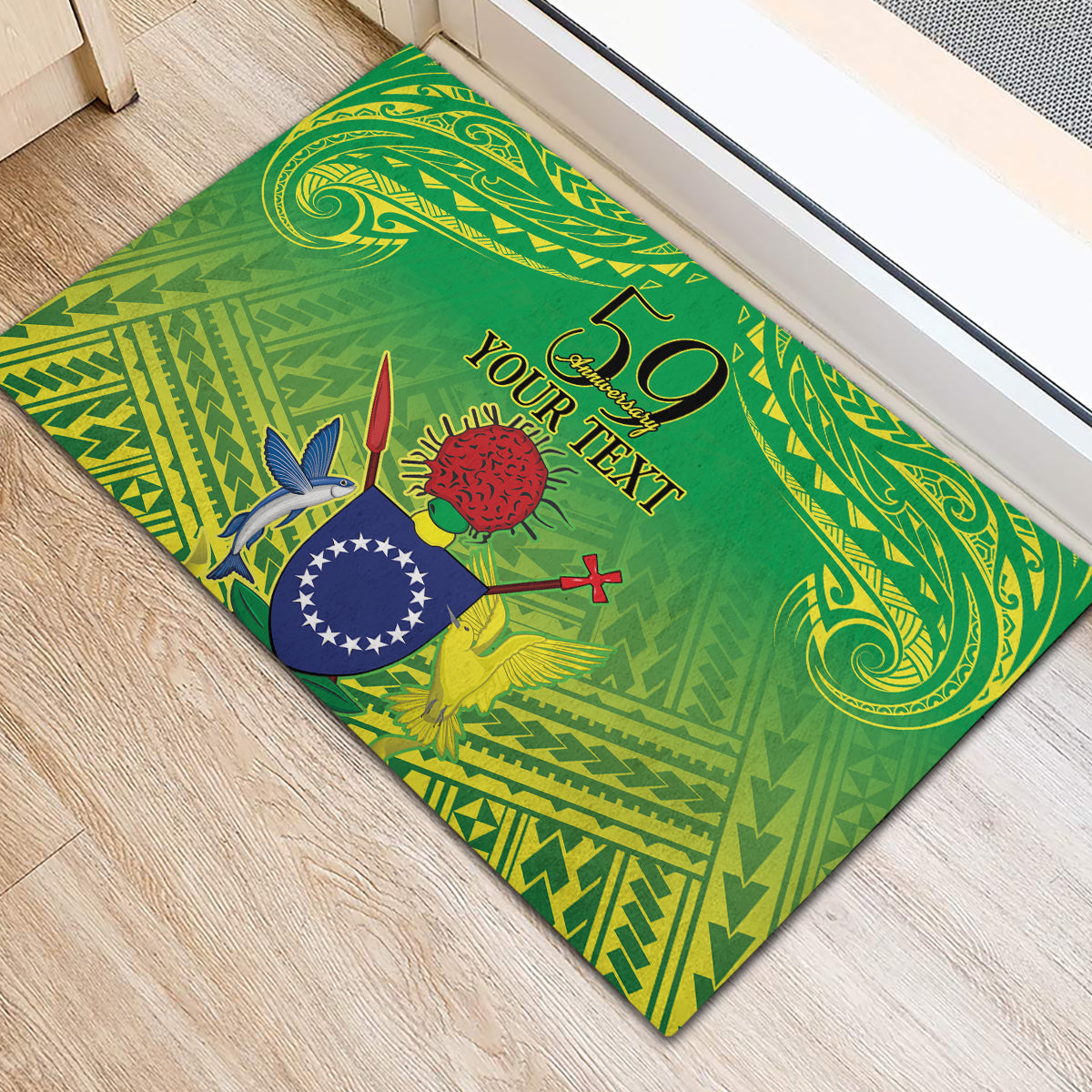 Cook Islands Constitution Day Rubber Doormat Kuki Airani Since 1965 LT9 - Polynesian Pride