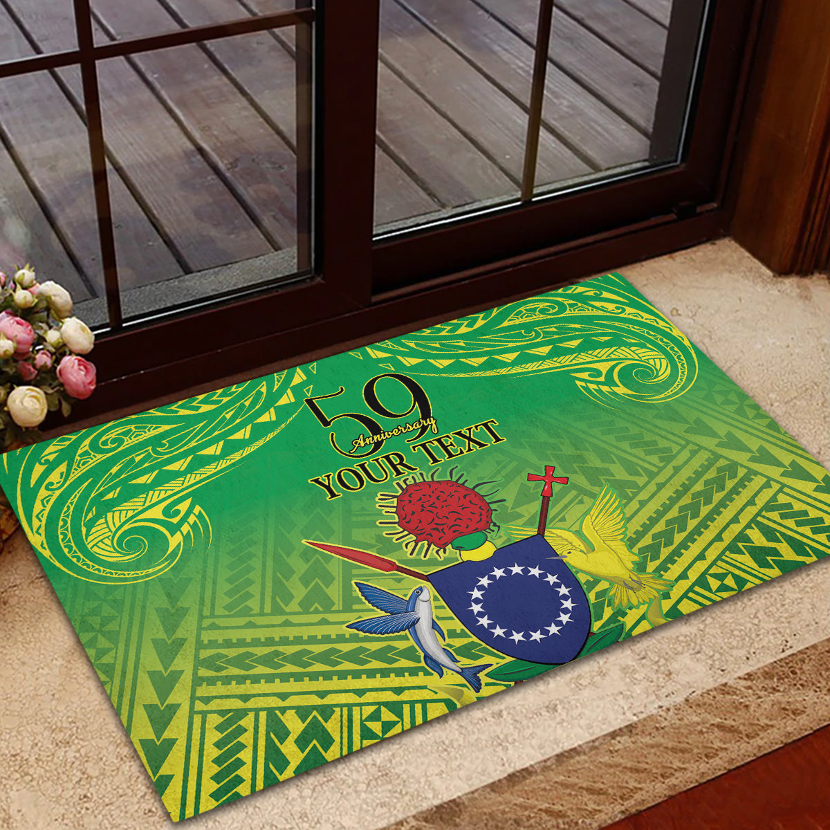 Cook Islands Constitution Day Rubber Doormat Kuki Airani Since 1965 LT9 - Polynesian Pride