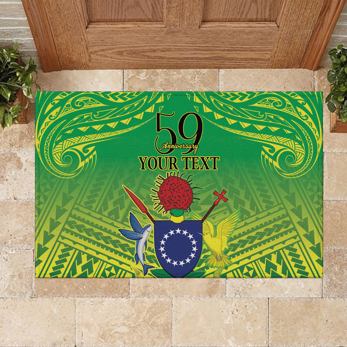Cook Islands Constitution Day Rubber Doormat Kuki Airani Since 1965 LT9 - Polynesian Pride