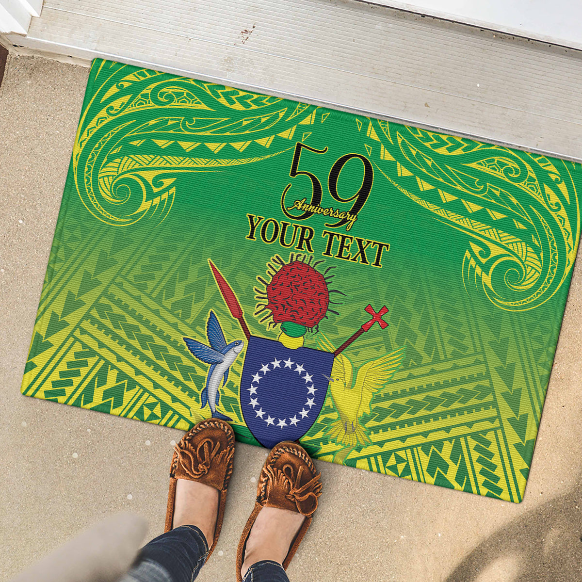 Cook Islands Constitution Day Rubber Doormat Kuki Airani Since 1965 LT9 - Polynesian Pride